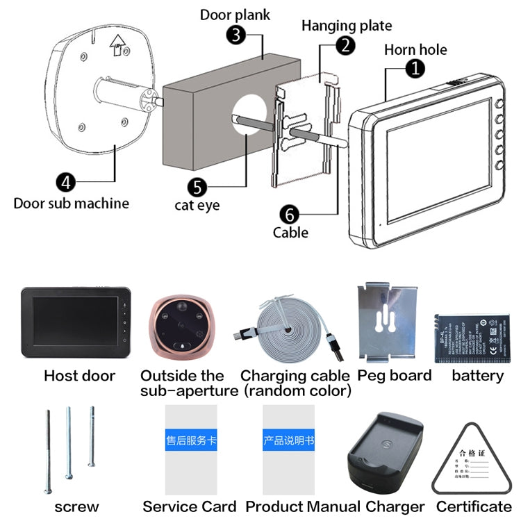 M4300A 4.3 inch Display Screen 3.0MP Camera Video Smart Doorbell, Support TF Card (32GB Max) & Motion Detection & Infrared Night Vision, M4300A M4300A 4.3 inch Display Screen 3.0MP Camera Video Smart Doorbell, Support TF Card (32GB Max) & Motion Detection & Infrared Night Vision, M4300A